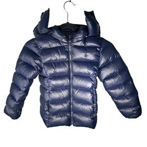 Polo Ralph Lauren Hooded Quilted Down-Filled Coat Jacket Newport Navy 6X Kids